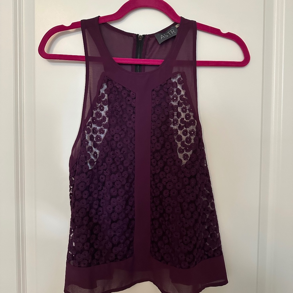 EUC ASTR - Embroidered Racerback Swing Tank, Small